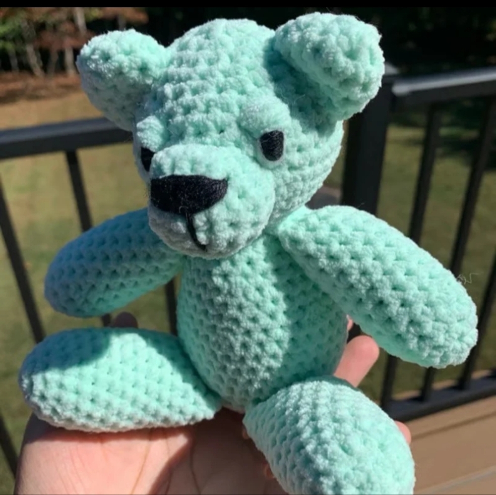 Mint The Bear Handmade Crochet Fluffy Plushie Toy| 6” Sitting Height